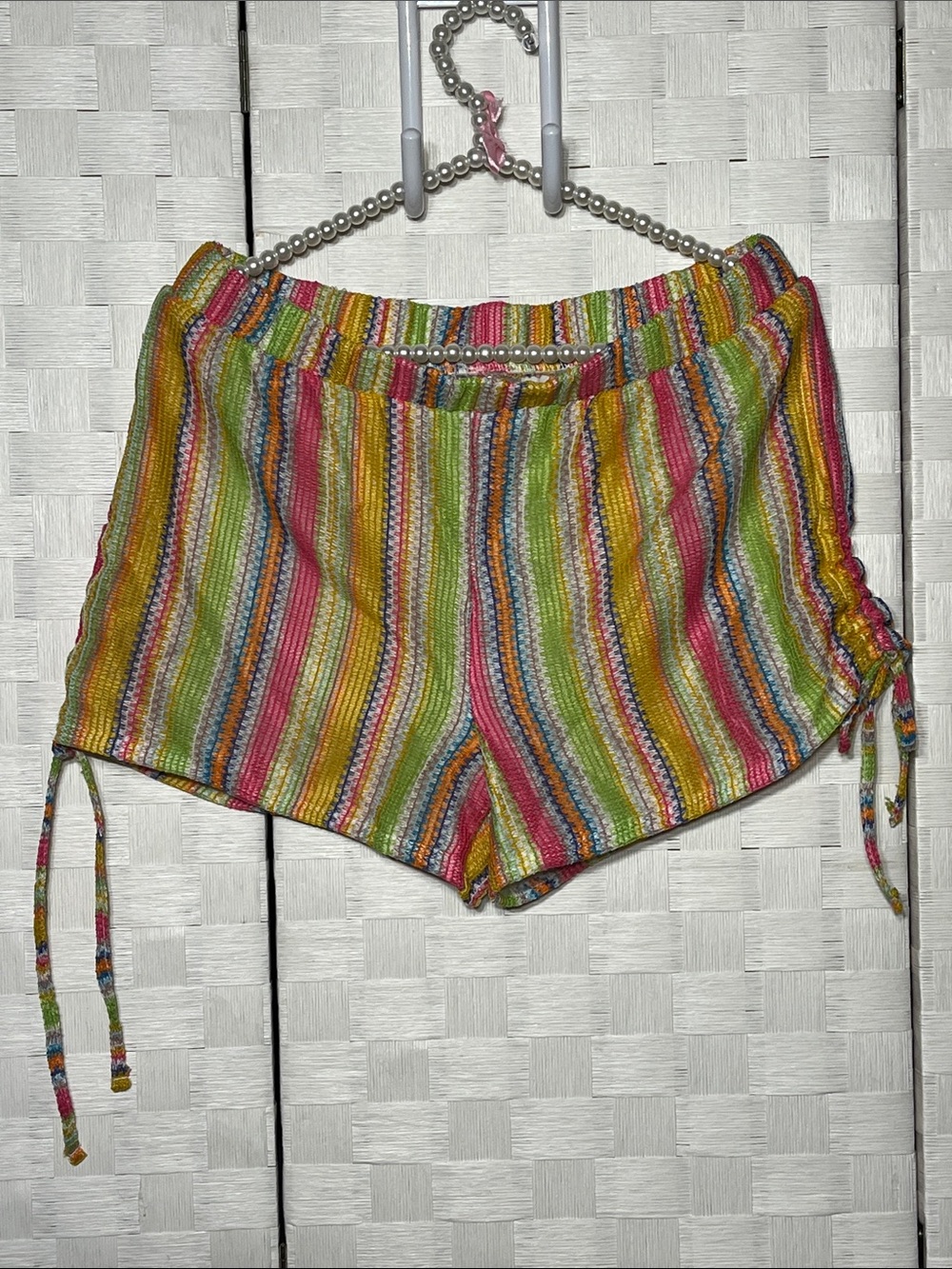 No Boundaries Multicolor Striped Drawstring Boho Shorts